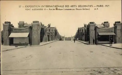 Ak Paris, Internationale Ausstellung für dekorative Kunst 1925, Pont Alexandre III