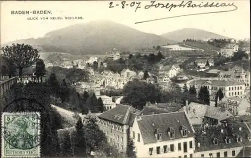 Ak Baden Baden am Schwarzwald, Totalansicht, Blick vom neuen Schloss