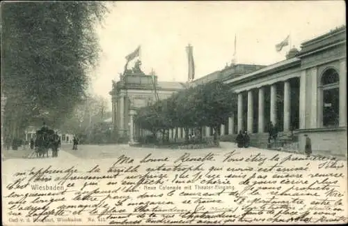 Ak Wiesbaden in Hessen, Neue Colonade, Theater-Eingang