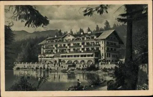 Ak Grainau in Oberbayern, Eibsee, Hotel Pension Eibsee