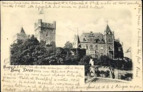 Ak Bingen am Rhein, Blick von außen auf die Burg Kopp