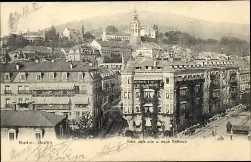 Ak Baden Baden am Schwarzwald, Blick aufs alte und neue Schloss