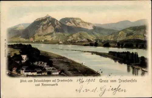 Ak Nonnenwerth Remagen am Rhein, Drachenfels, Blick vom Rolandsbogen