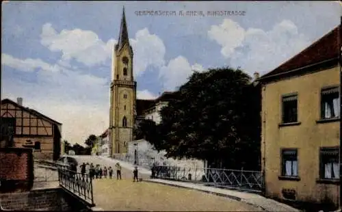 Ak Germersheim am Rhein, Ringstraße, Kirche, Brücke