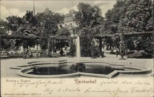 Ak Bad Reichenhall in Oberbayern, Kurplatz, Kurhaus, Springbrunnen