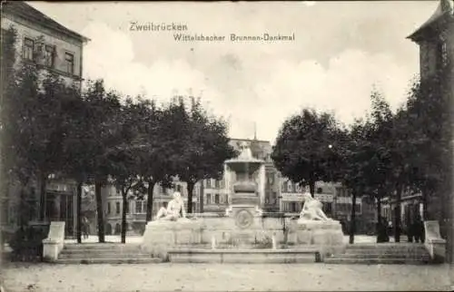 Ak Zweibrücken in der Pfalz, Wittelsbacher Brunnen-Denkmal