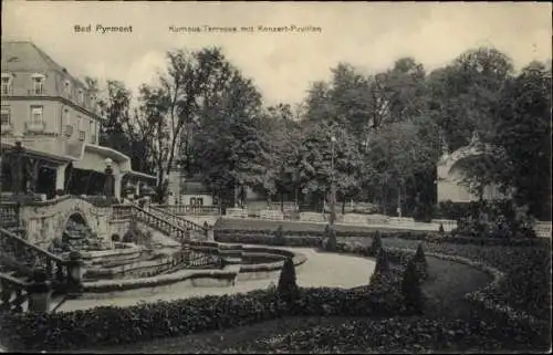 Ak Bad Pyrmont in Niedersachsen, Kurhaus-Terrasse, Konzert-Pavillon