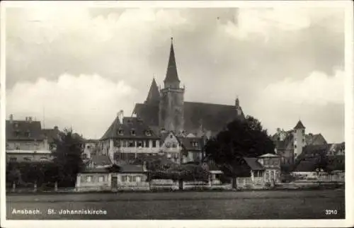 Ak Ansbach in Mittelfranken Bayern, St. Johanniskirche