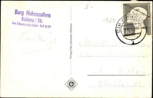 Ak Koblenz am Rhein, Totalansicht, Wappen, Frau mit Weintrauben