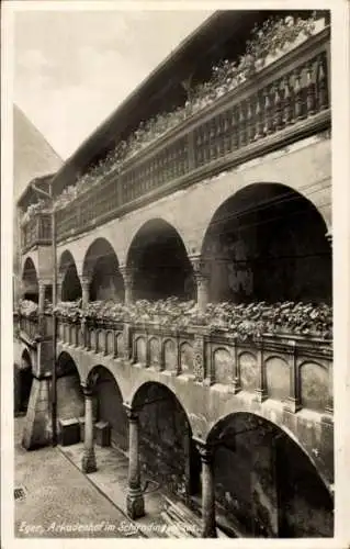 Ak Cheb Eger Region Karlsbad, Arkadenhof im Schirndingerhaus, Balkon