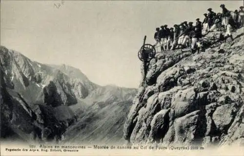 Ak Französische Gebirgsjäger im Manöver, Col de Fours, Queyras