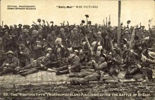 Ak The Fighting Fifty after the Battle of St. Eloi, Britische Soldaten, Daily Mail, I WK