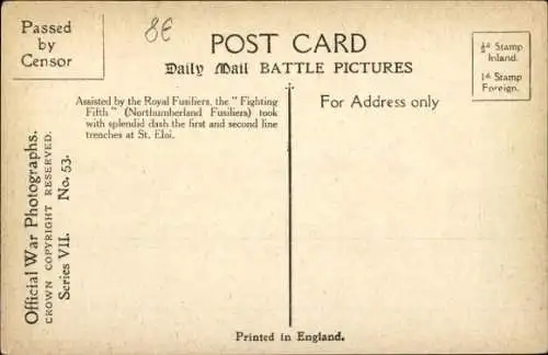 Ak The Fighting Fifty after the Battle of St. Eloi, Britische Soldaten, Daily Mail, I WK