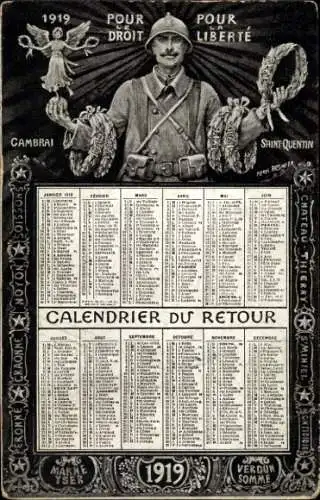 Ak Calendrier du Retour, Pour la Liberte, Propaganda Frankreich