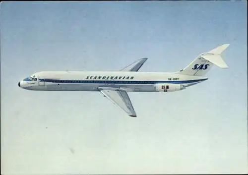 Ak Douglas DC 9, Passagierflugzeug im Flug, Scandinavian Airlines, SAS