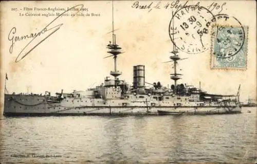 Ak Britisches Kriegsschiff Majestic, 1905