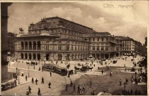 Ak Wien 1 Innere Stadt, Hofoper, Straßenbahn, Passanten