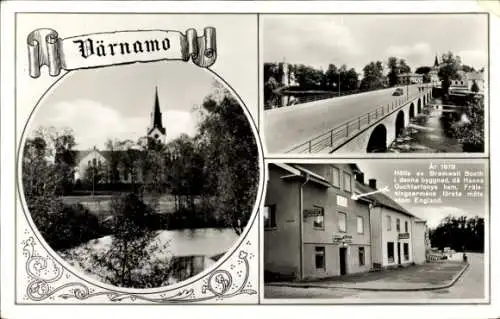 Ak Värnamo Schweden, Kirche, Brücke, Bramwell Booth Haus