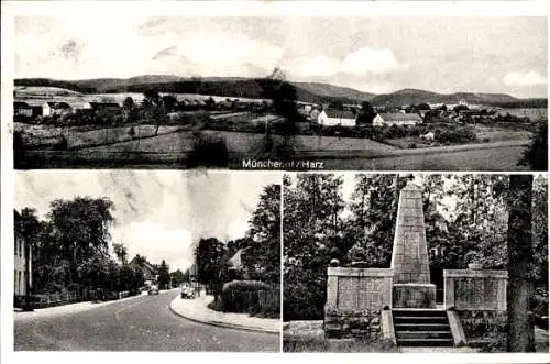 Ak Münchehof Seesen am Harz, Panorama, Ehrenmal, Straßenansicht