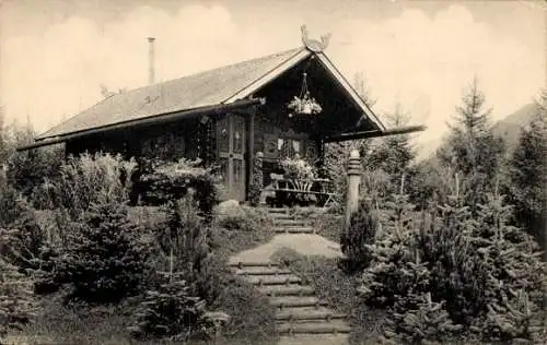 Ak Garmisch Partenkirchen in Oberbayern, Villa von Günther, Almhütte im Park