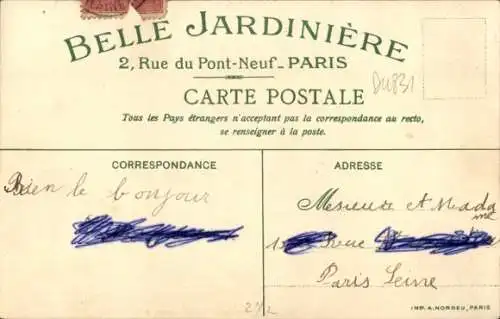 Ak Le Riz, Souvenir der Belle Jardiniere, Rue du Pont Neuf, Paris