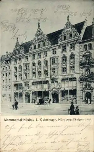 Ak Nürnberg in Mittelfranken, Warenhaus L. Ostermayr, Monumental-Neubau, Königstraße 33-37