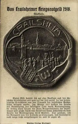 Ak Crailsheim in Württemberg, Das Crailsheimer Kriegsnotgeld 1918, Rückseite