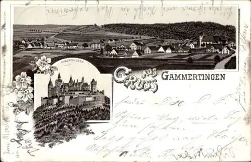 Litho Gammertingen in Württemberg, Panorama, Burg Hohenzollern