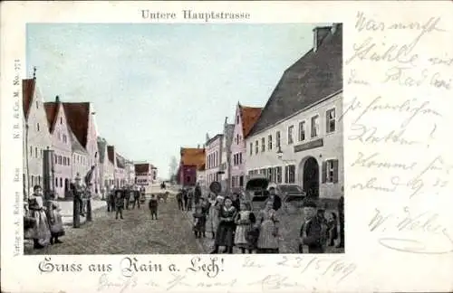 Ak Rain am Lech Schwaben, Untere Hauptstraße, Anwohner