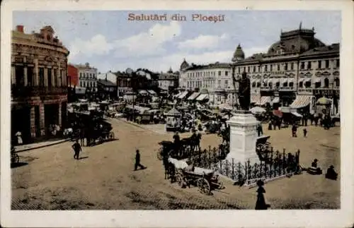 Ak Ploesti Ploiești Rumänien, Platz, Denkmal