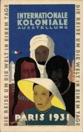 Künstler Ak Internationale Koloniale Ausstellung Paris 1931, Chinese, Afrikaner, Araber