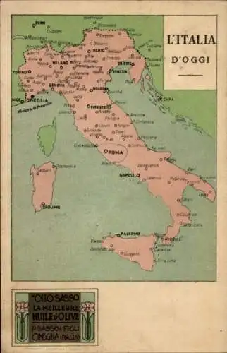 Landkarten Ak Italien, Werbung, Olio Sasso