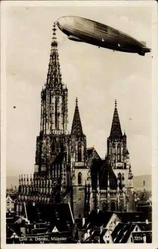 Ak Ulm an der Donau, Zeppelin, Münster