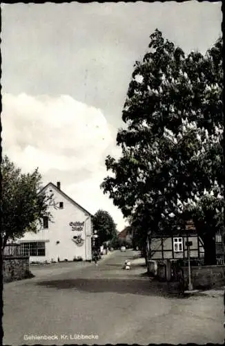 Ak Gehlenbeck Lübbecke in Ostwestfalen, Gasthof, Straßenpartie