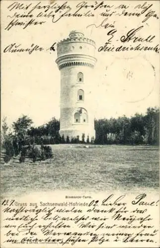 Ak Sachsenwald Hofriede Aumühle im Herzogtum Lauenburg, Bismarck-Turm