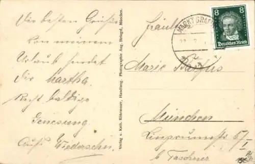 Ak Straußdorf Grafing bei München Oberbayern, Kriegerdenkmal, Ortsansicht
