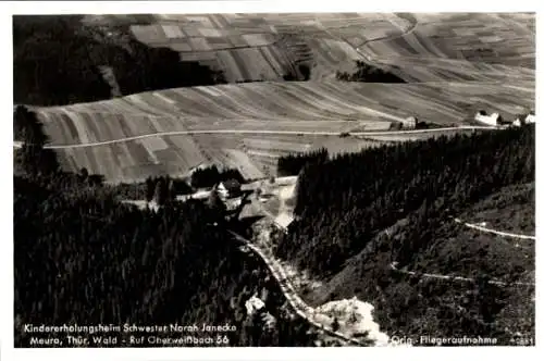 Ak Meura im Thüringer Wald, Fliegeraufnahme, Kindererholungsheim Schwester Norah Janecke
