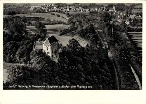 Ak Obrigheim am Neckar Baden, Schloss Neuburg, Fliegeraufnahme