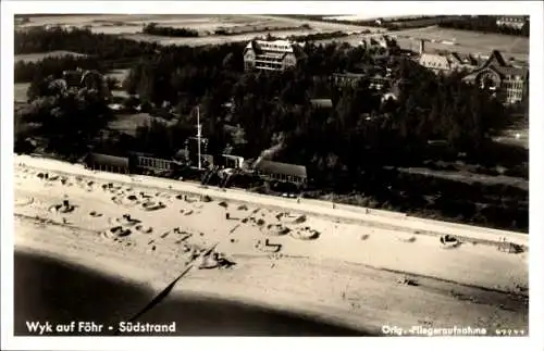 Ak Südstrand Wyk auf Föhr Nordfriesland, Fliegeraufnahme