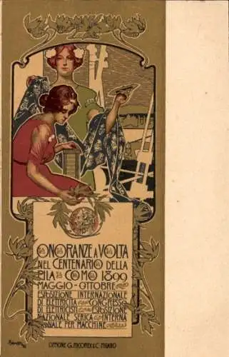 Jugendstil Litho Como Lombardia, Centenario della Pila 1899