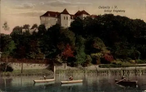 Ak Oelsnitz im Vogtland, Schloss Vogelsberg, Ruderboote