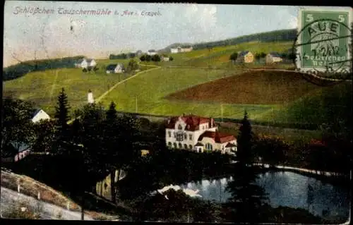 Ak Aue im Erzgebirge Sachsen, Schlößchen Tauschermühle, Max Uhlmann