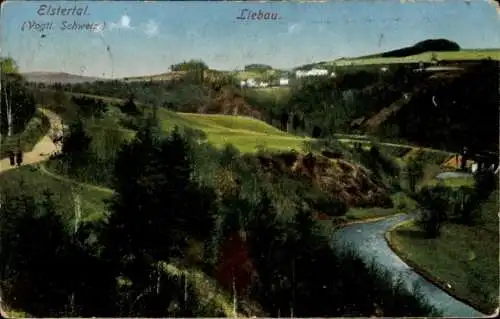 Ak Liebau Pöhl bei Plauen im Vogtland, Blick ins Elstertal