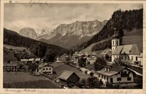 Ak Ramsau im Berchtesgadener Land Oberbayern, Totalansicht, Kirche, Reiteralpe