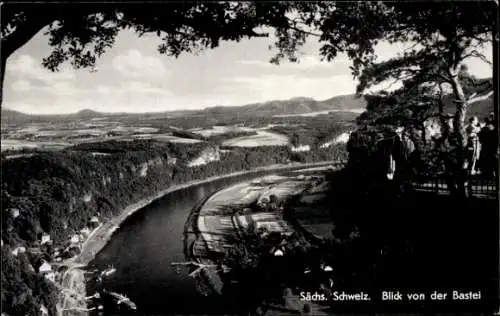 Ak Lohmen Sächsische Schweiz, Panorama, Blick von der Bastei