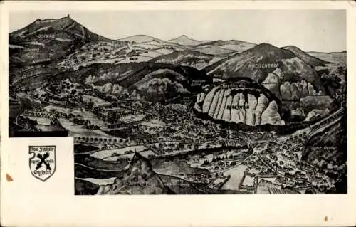 Landkarten Ak Oybin Sachsen, Stadt und das Zittauer Gebirge, 700 Jahrfeier