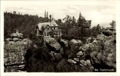 Ak Oybin in der Oberlausitz, Töpferbaude, Zittauer Gebirge