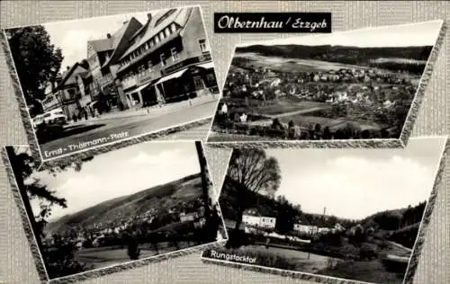 Ak Olbernhau im Erzgebirge, Ernst-Thälmann-Platz, Rungstocktal, Panorama