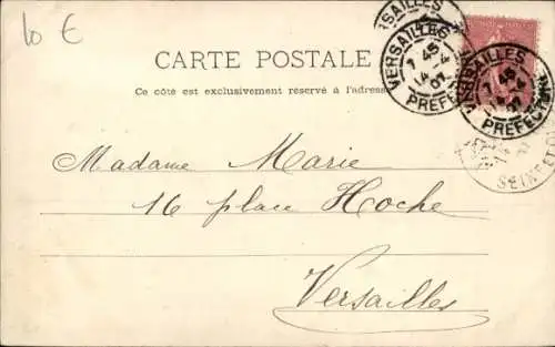 Ak Versailles Yvelines, Kirche Notre Dame, Turmuhr, Rue Hoche, Geschäfte