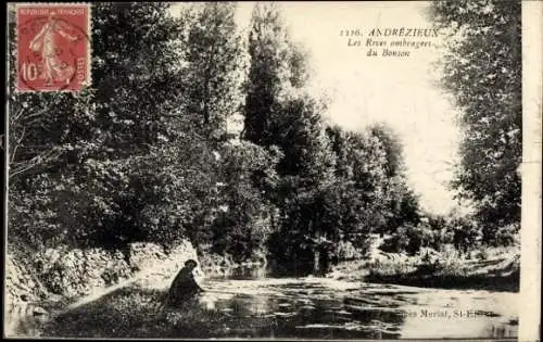 Ak Andrézieux Loire, Die schattigen Ufer von Bonson